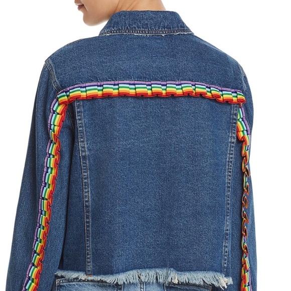 NWT! Sunset & Spring Rainbow Denim Jacket - Picture 2 of 2